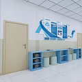 School Student Works Display Area With Innovation Practice And White Shelves 3d model