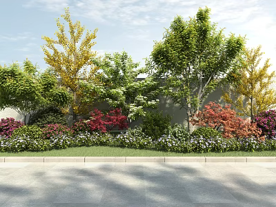 Colorful Shrubs With Mixed Red Purple And Green Foliage In Garden Landscaping 3d model