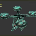 Black Quadcopter Drone Featuring Four Red Blades Landing Gear And Bottom Mounted Equipment