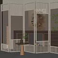 New Chinese Style Screen Screen Partition 3d model