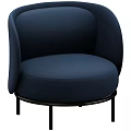 Modern Navy Blue Accent Chair With Rounded Back Seat Cushion And Black Metal Frame