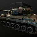 Vintage Military Camouflage Tank With Armored Cannon Tracks And Equipment Design