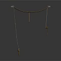 Handmade Brown Rope Hanging Structure With Metal Fixtures And Decorative Design