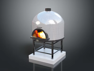 Stainless Steel Domed Pizza Oven With Flame For Household Kitchen Use 3d model