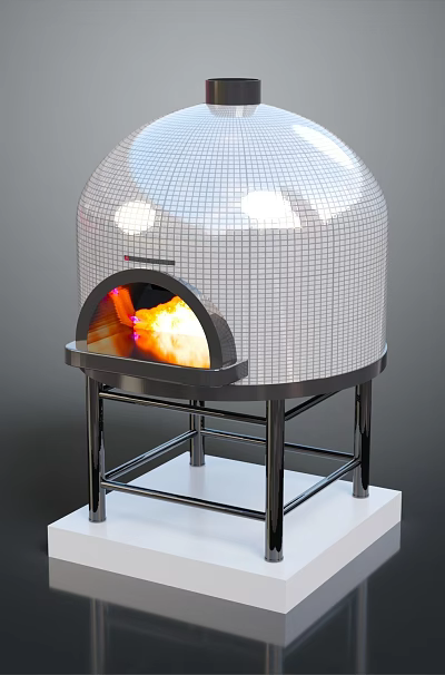 Stainless Steel Domed Pizza Oven With Flame For Household Kitchen Use 3d model