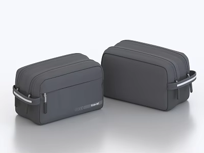 Two Black Modern Travel Bags With Zipper Closure And Handle Design 3d model