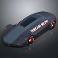Futuristic Concept Car with Gray Body Red Accents and Dream Night Lettering