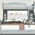 Light Blue Bunk Bed With Ladder Storage Drawers And Soft Pillows For Kids Room