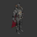 Medieval Armor With Golden Decorations Crown Helmet Red Cape And Metallic Shine
