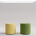 Cylindrical Sofa Stools With Vertical Stripes Dark Base And Colorful Hues Orange Red Yellow Green