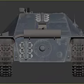 3D Model of Military Gray Tank with Long Cannon and Tracks