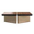 Wooden Top Coffee Table With Rattan Weave Sides And Natural Modern Design Elements