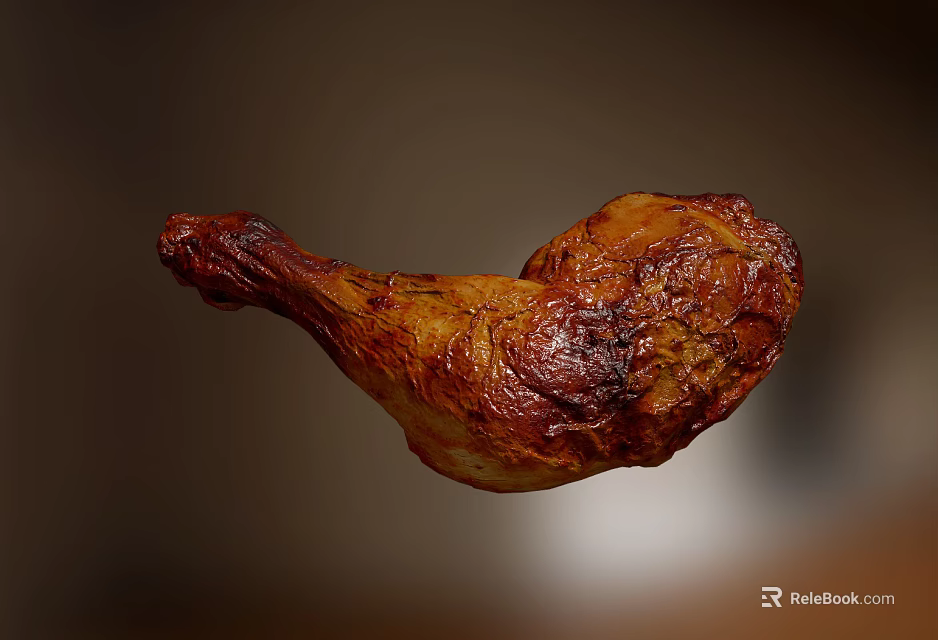 Appetizing Roasted Chicken Leg With Juicy Tender Meat And Crispy Golden Skin 3d model 