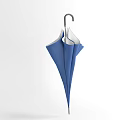 Blue Umbrella With Crooked Handle Open Design For Daily Use 3d model