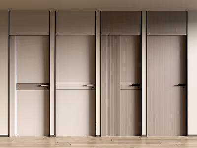 Modern Interior Doors With Light Colored Finish And Sleek Handles Design 3d model