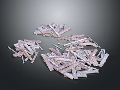 Collection of Natural Wooden Stone Pieces Scattered on Black Background 3d model