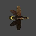 Game Movie Character Insect Design With Yellow Glowing Stripes Black Wings Luminous Eyes