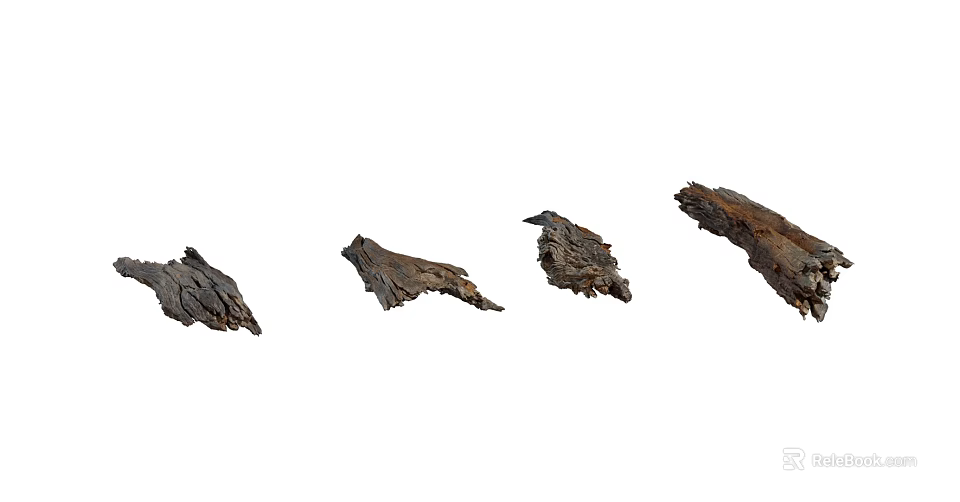 Natural Tree Trunk Sections with Weathered Bark and Wood Texture 3d model