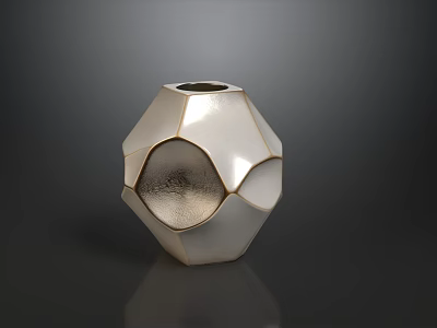 Elegant Geometric Ceramic Vase With Delicate Gold Trim For Luxury Modern Home Tabletop Decoration 3d model