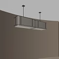 Modern Minimalist Rectangular Chandeliers With Beige Shades And Ceiling Mounted Design 3d model