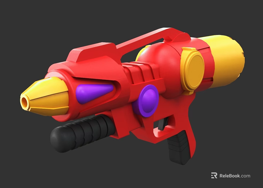 Playful Vibrant Toy Water Gun With Red Yellow Purple Accents And Black Grip 3d model 