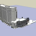 Modern Multi Storey Office Building With Large Windows And Adjacent Structure 3d model