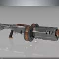 Futuristic Sci Fi Weapon With Metallic Blue Silver Body And Copper Rings Design