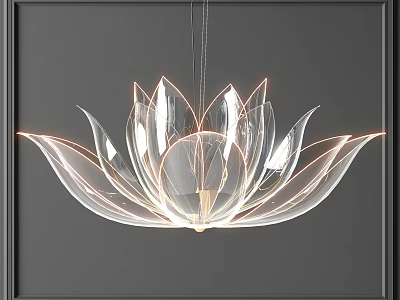 Elegant Modern Transparent Lotus Shaped Chandelier with Illuminated Petals and Decorative Design 3d model