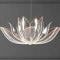 Elegant Modern Transparent Lotus Shaped Chandelier with Illuminated Petals and Decorative Design