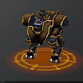 Sci Fi Biomechanical Character With Mechanical Legs And Orange Glow Base