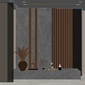 Modern Luxury Entryway Hallway With Marble Wall And Golden Vertical Strips