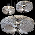 Elegant White Feather Like Modern Chandelier With Decorative Lighting Design 3d model
