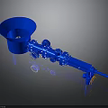 Blue Industrial Mechanical Equipment with Funnel Shaped Top Spiral Structure and Connecting Parts