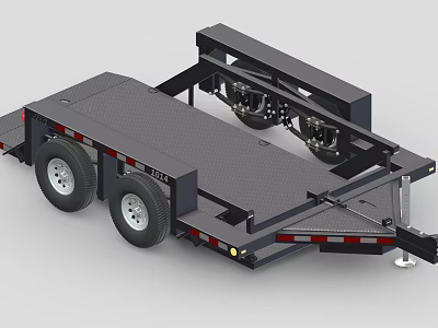 Sturdy Black Utility Trailer With Flatbed Design And Dual Axles For Transport 3d model