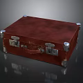 Vintage Brown Leather Suitcase With Metal Latches Corner Protectors And Handle