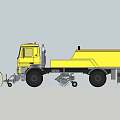 Yellow Functional Vehicle With Mechanical Structure For Industrial Transport Use 3d model