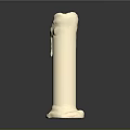 White Tall Candle with Melted Wax Dripping and Smooth Surface on Black Background