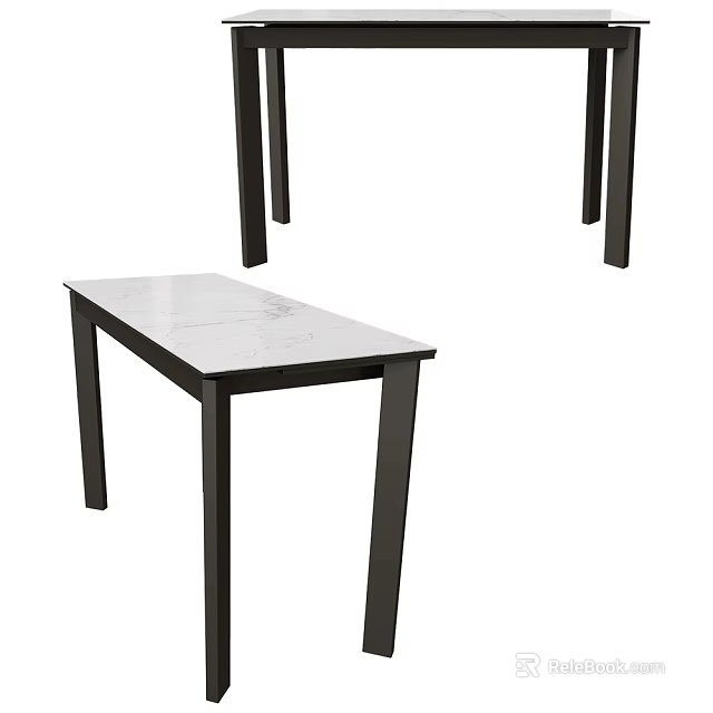 Modern White Marble Console Table With Black Metal Frame For Entryway Decor 3d model