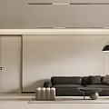 Modern Living Dining Room Interior With TV Wall Sofa Coffee Table And Neutral Tones