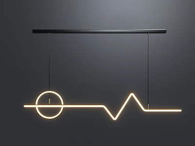 Modern LED Pendant Light With Circular Ring And Wavy Line Geometric Illuminated Design 3d model