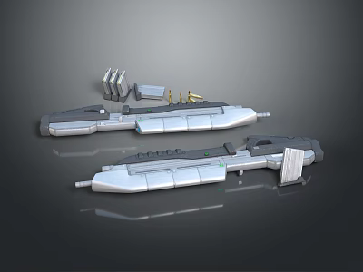 Futuristic Tactical Weapon Design With Modular Metal Components And Structural Parts 3d model