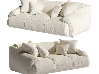 Modern Cozy Two Seater Sofa With Soft Fabric And Plush Decorative Cushions 3d model