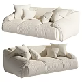 Modern Cozy Two Seater Sofa With Soft Fabric And Plush Decorative Cushions
