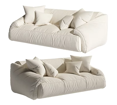 Modern Cozy Two Seater Sofa With Soft Fabric And Plush Decorative Cushions 3d model