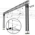 Steel Gantry Frame For Road Infrastructure With Suspended Equipment And Structural Details