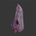 Silver Gray Crystal Structure Featuring Intricate Creature Figure Inside And Pink Purple Base Accent