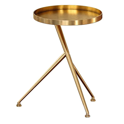 Modern Brass Side Table With Round Top And Cross Leg Metal Frame Design 3d model