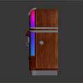 Vintage Wooden Jukebox With Colorful Lighted Panels And Coin Slot