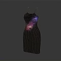 Stylish Black Spaghetti Strap Dress With Colorful Galaxy Print On Chest And Waist