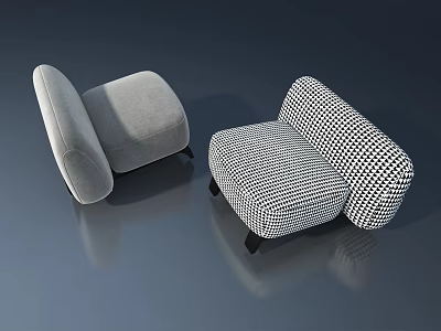 Modern Accent Chairs With Curved Backrest Black Thin Legs And Checkered Pattern 3d model